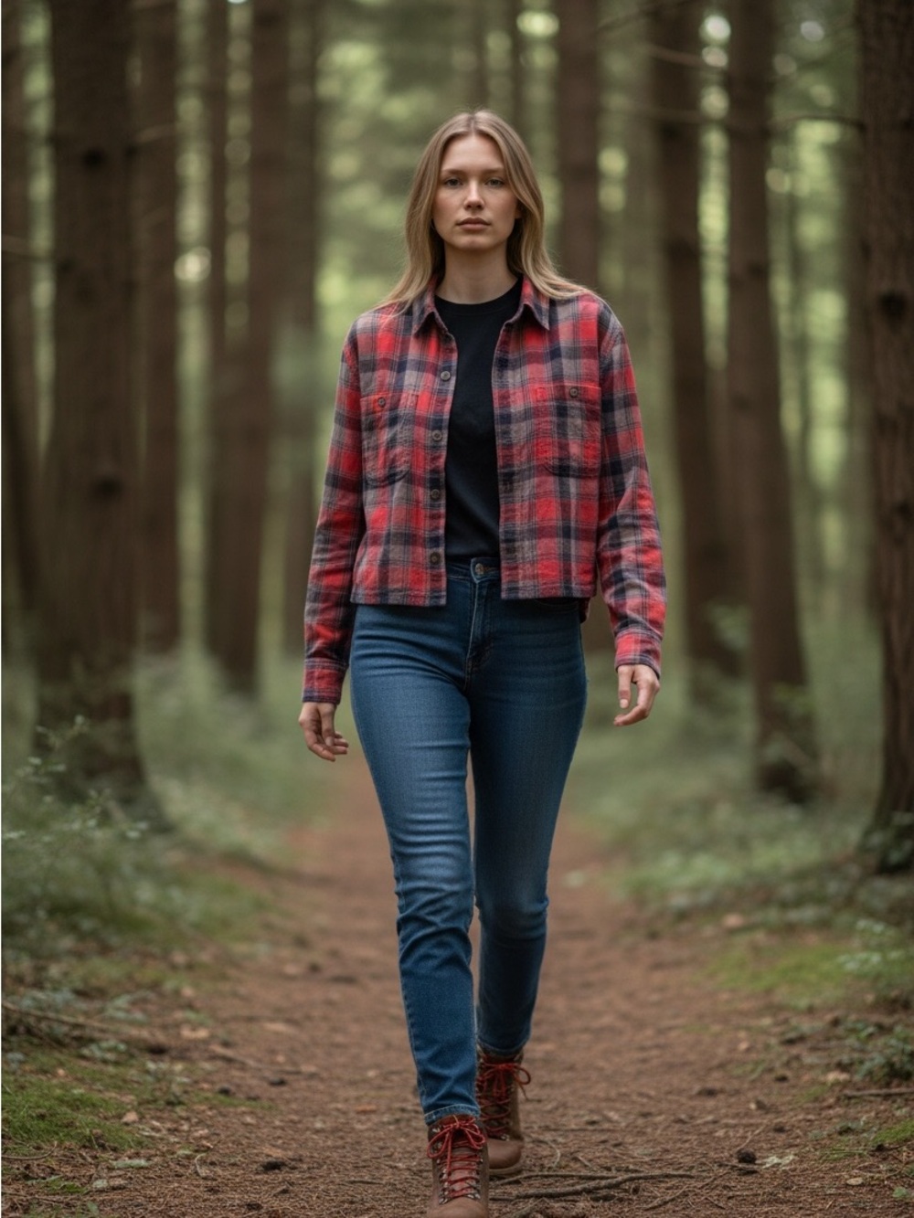 Duluth Trading Co, Custom Upcycled Flannel Shacket, Medium, Grunge, Red Plaid - Picture 4 of 11